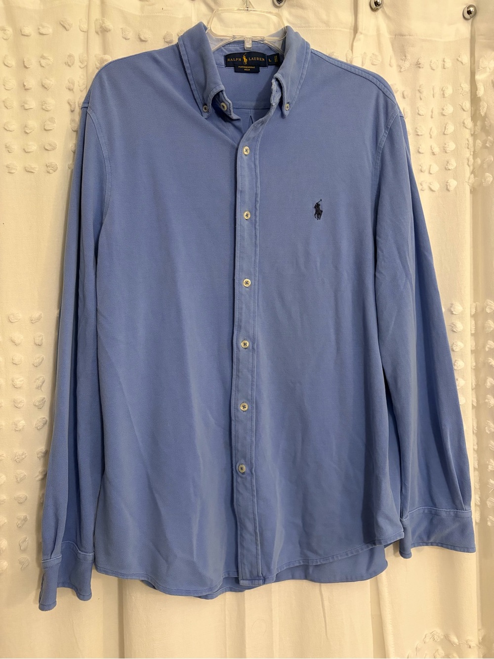 Polo Ralph Lauren Men’s Long-Sleeve Button-Down Shirt Featherweight Mesh Blue L